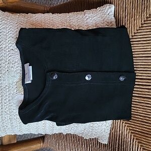 The Travel Collection, black button-down cardigan, size XS